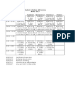 Student Schedule: NA Seniors Winter 2013