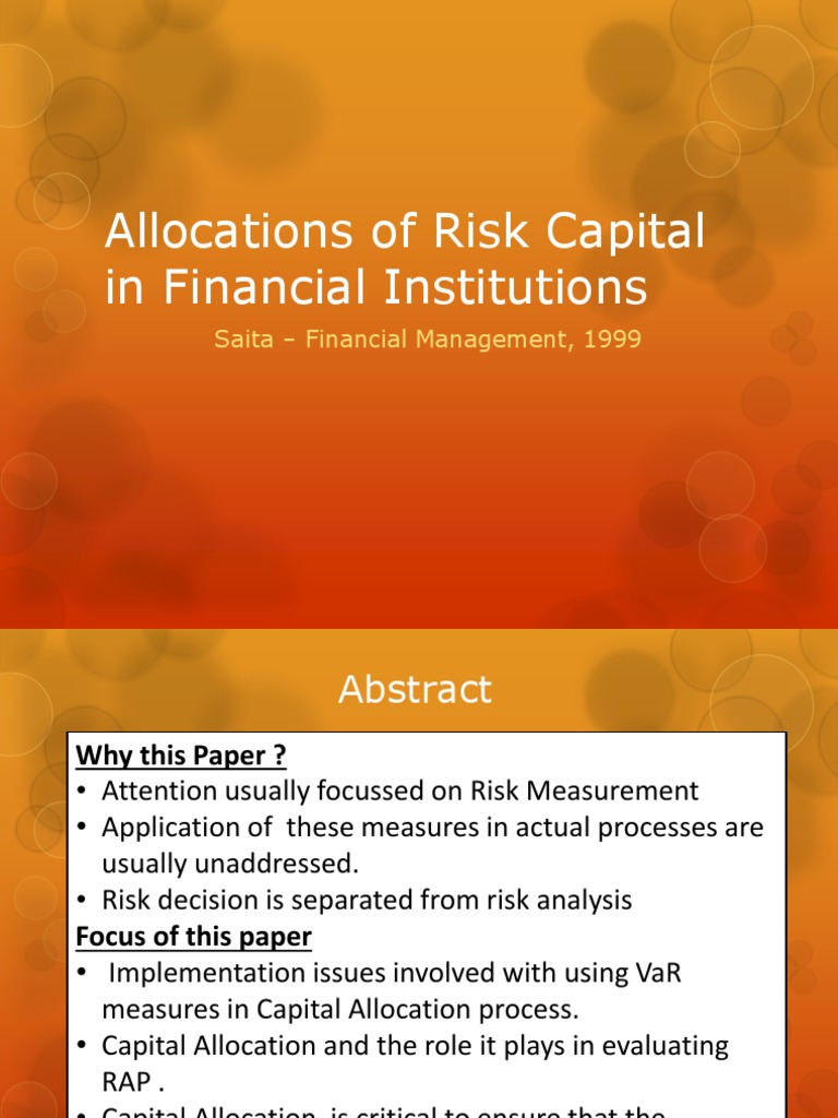 Risk Capital Allocation in Finance | PDF | Value At Risk ...