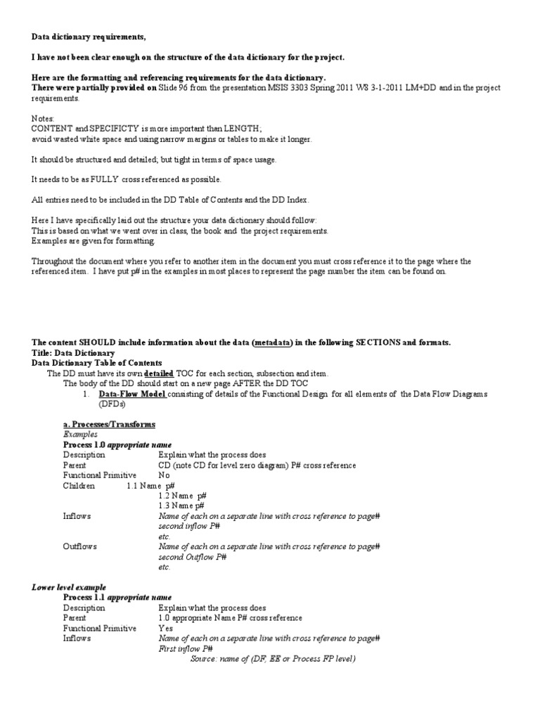 Data Dictionary Requirements | PDF | Data Model | Data Type