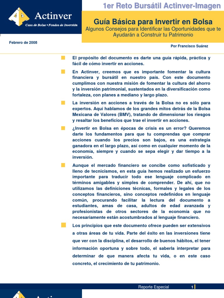 Guía Práctica para Invertir en Acciones | PDF | Bolsa | Compartir ...