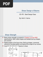 Shear Design of Beams: CE 470 - Steel Design Class