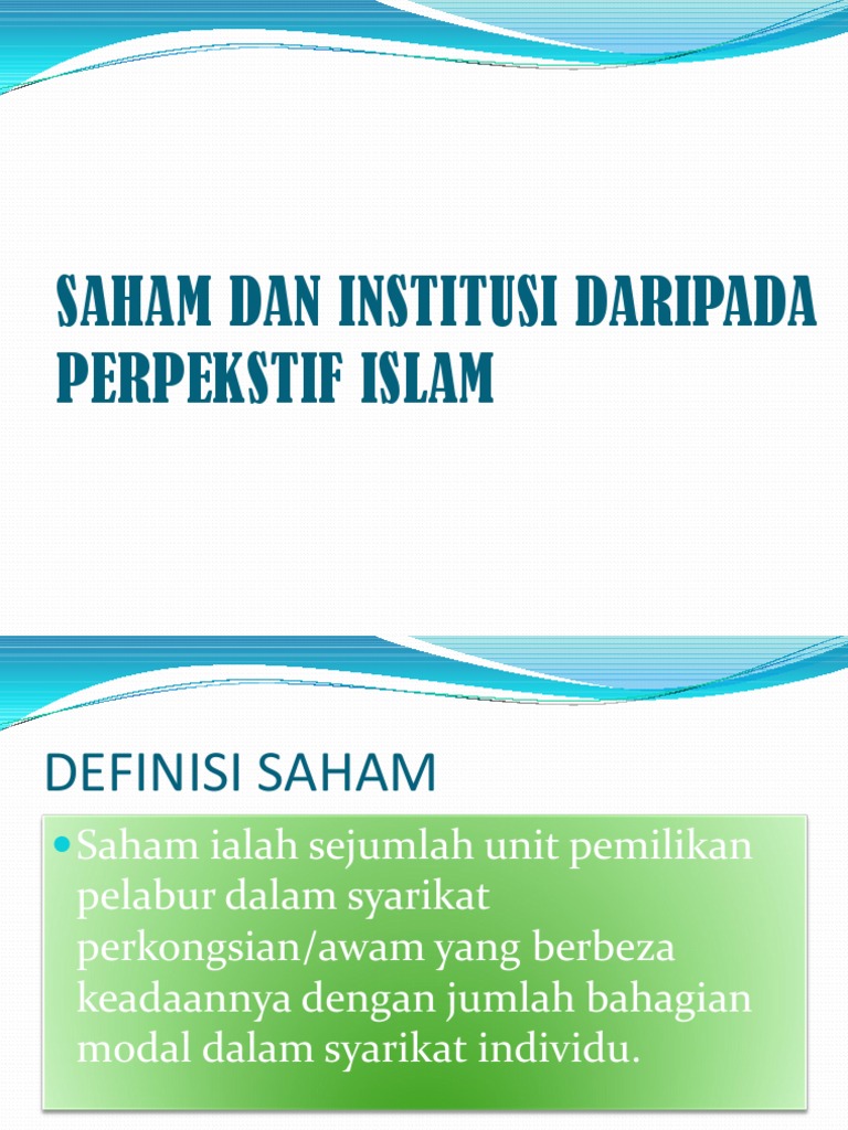 Saham Dan Institusi Daripada Perpekstif Islam Pdf