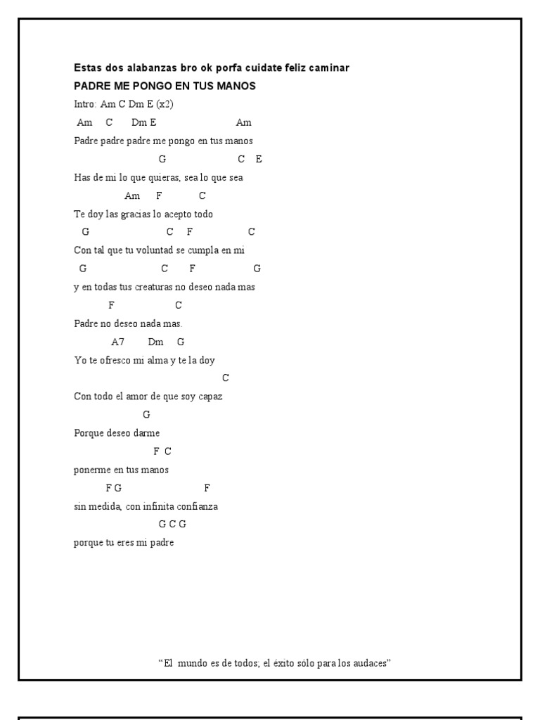 Acordes De Padre Me Pongo En Tus Manos