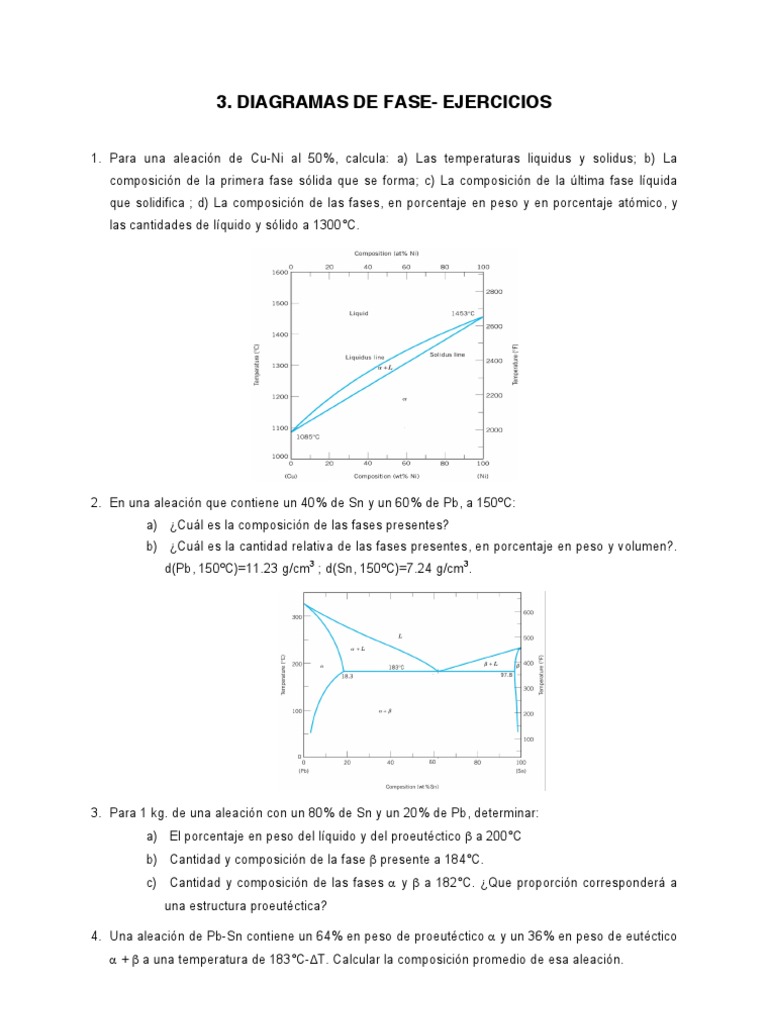 Ejercicios de Diagramas de Fase y Aleaciones | PDF | Aleación | Acero