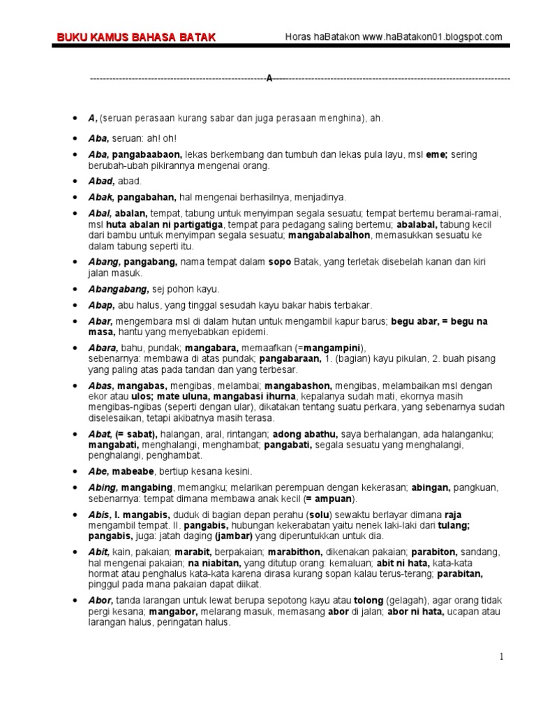 Buku Kamus Bahasabatak