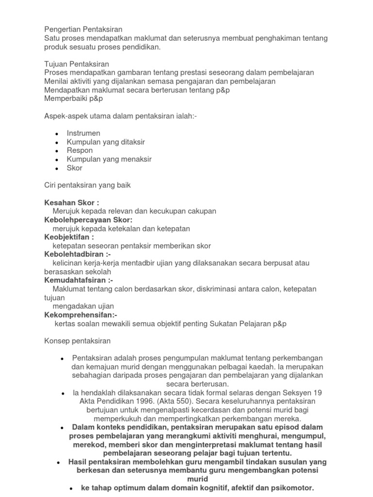 Pengertian Pentaksiran