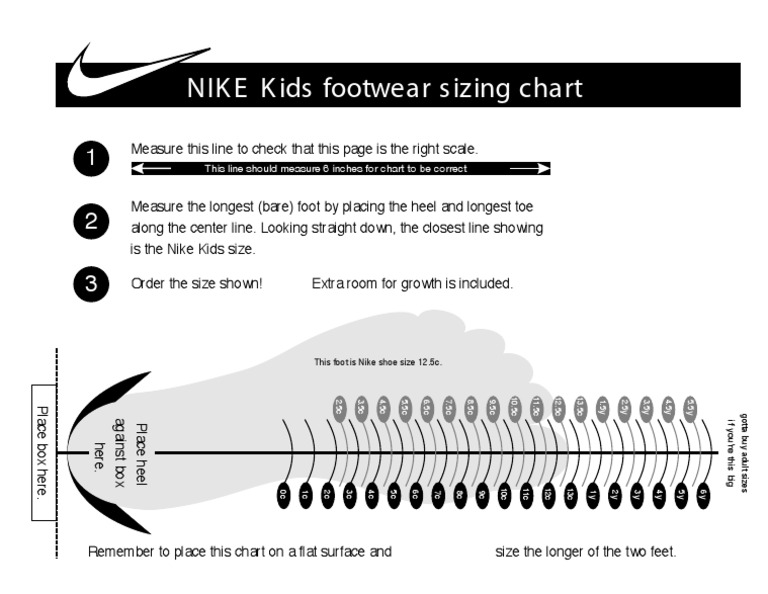 shoe size nike chart