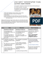 Tessa Jalink G8 'Of Mice and Men' - Newspaper Assessment Sheet