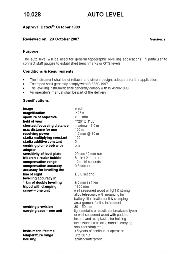 Auto Level For Surveying PDF Angular Resolution Aperture