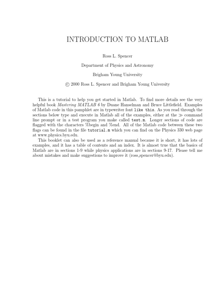 Matlab Tutor | PDF