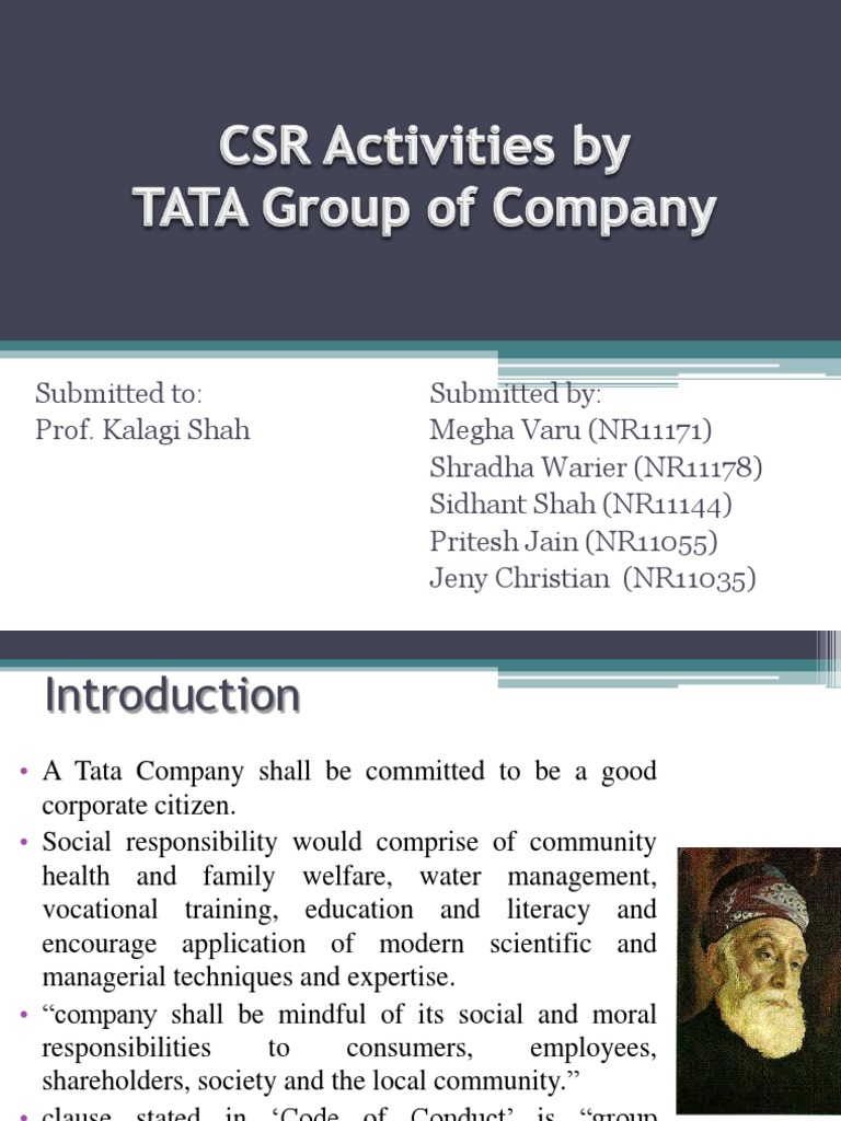Tata Group's CSR Initiatives Overview | PDF | Corporate Social ...