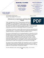 Flores press release on IG ordinance