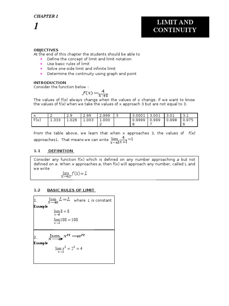 Limits and Continuity Overview | PDF | Continuous Function | Infinity