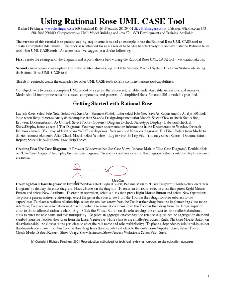 Using Rational Rose UML CASE Tool | PDF | Use Case | Class (Computer ...
