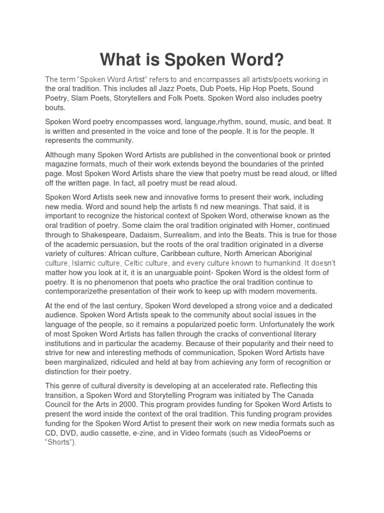 Spoken word Poetry Performing Arts