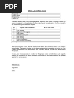 Checklist For Test Cases