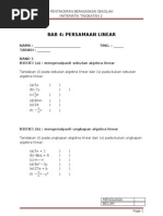 Latihan Persamaan Linear