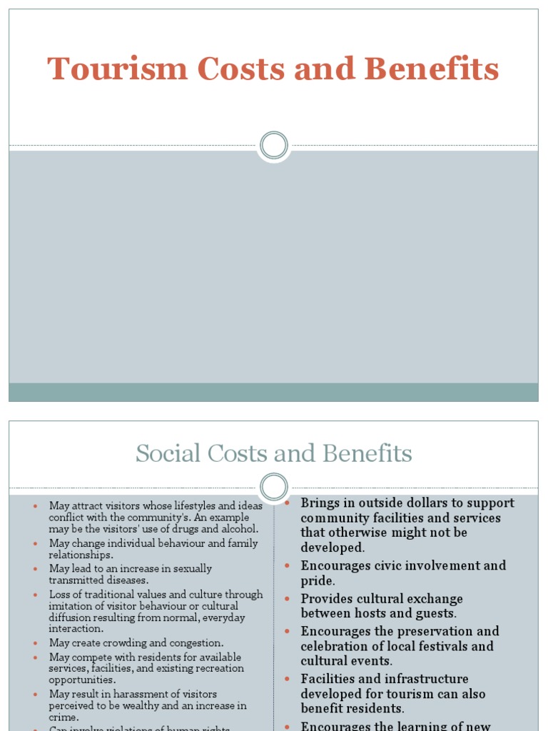 Tourism Costs and Benefits Tourism Taxes