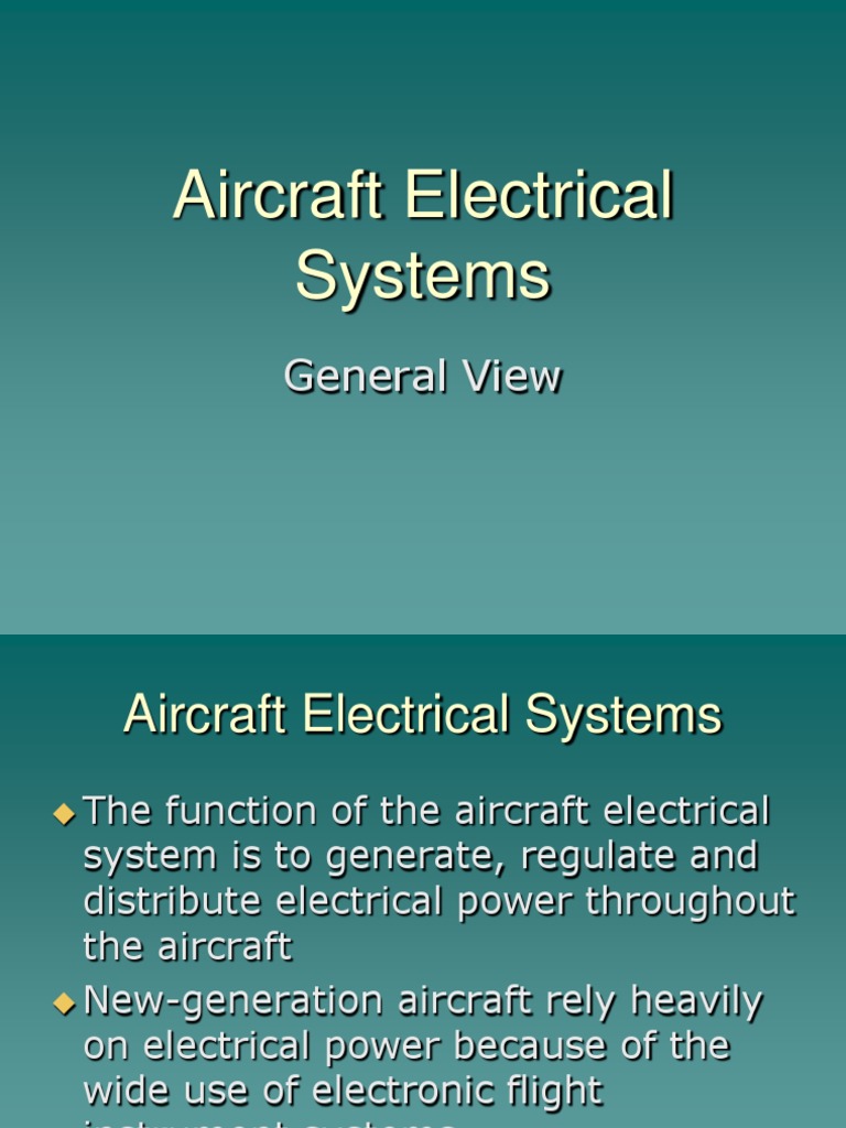 Aircraft Electrical SystemsOV PDF Electric Generator Engines