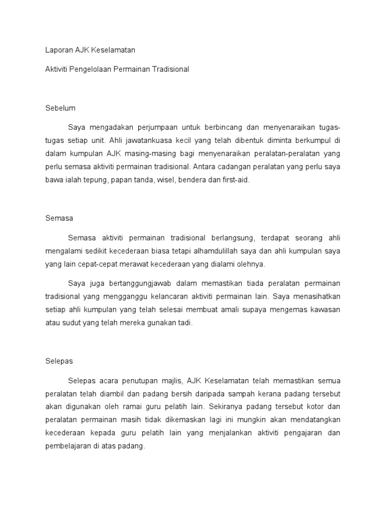 Laporan Ajk Keselamatan Pdf