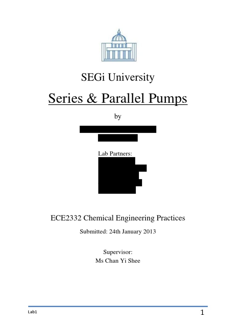 ️ Series and parallel pump lab report. Pumps in Parallel or Serial