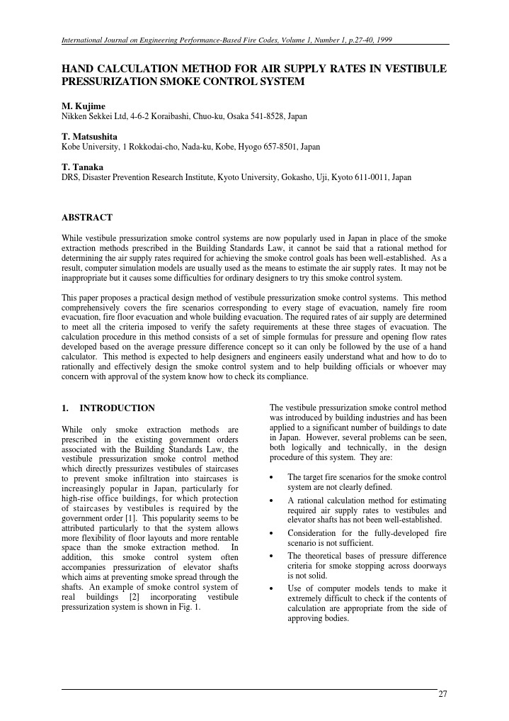 Hand Calculation for Smoke Control Design | PDF | Elevator ...