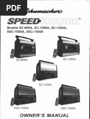 Schumacher Speed Charge Owner S Manual Models Sc 600a Sc 1000a