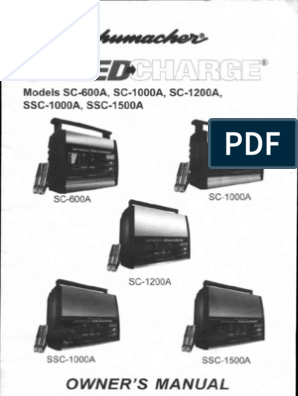 Schumacher Speed Charge Owner S Manual Models Sc 600a Sc 1000a