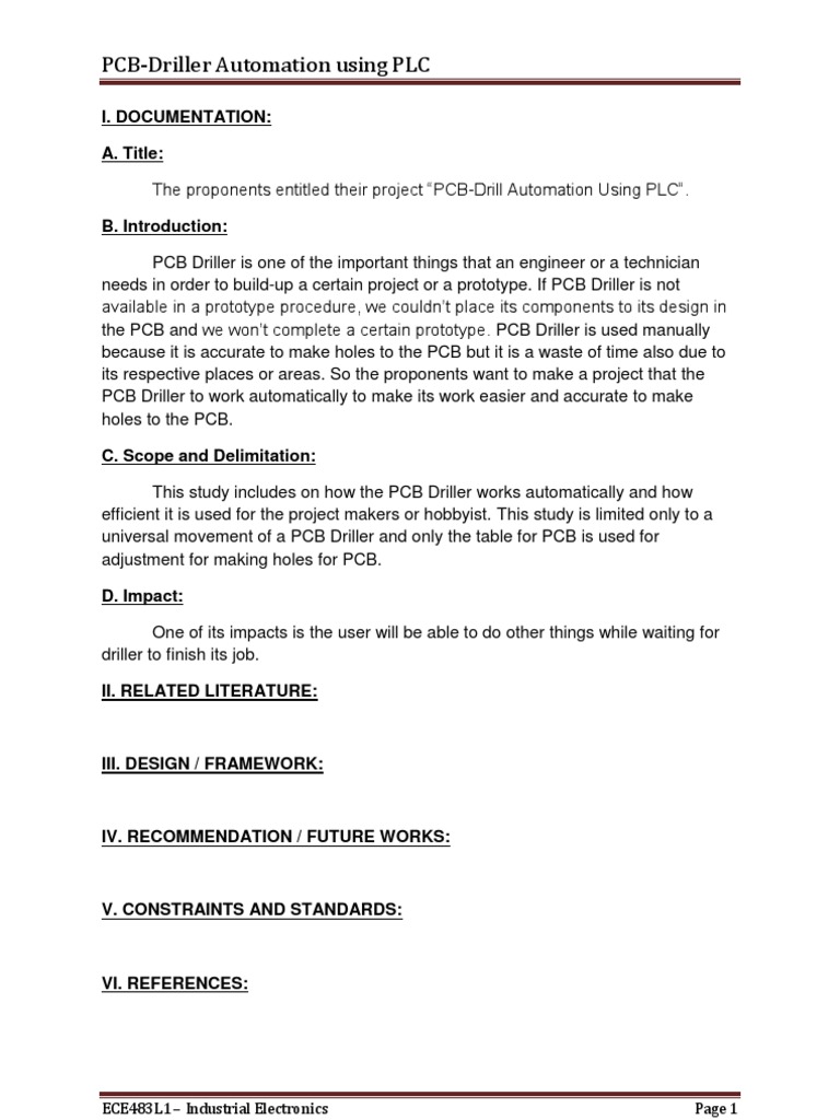 PCB-Driller Automation Using PLC: I. Documentation: A. Title | PDF