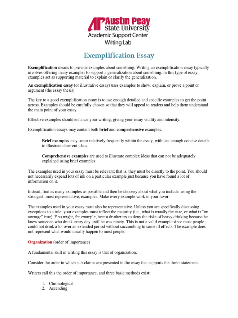 good exemplification essay topics