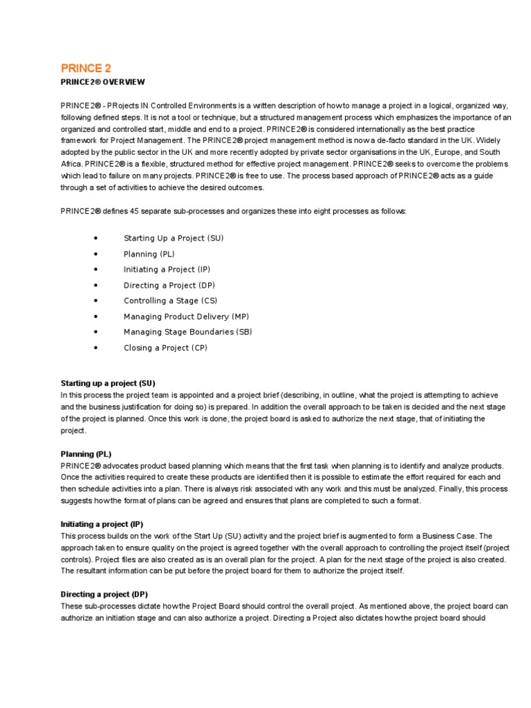 Prince 2 | PDF | Project Management | Accountability