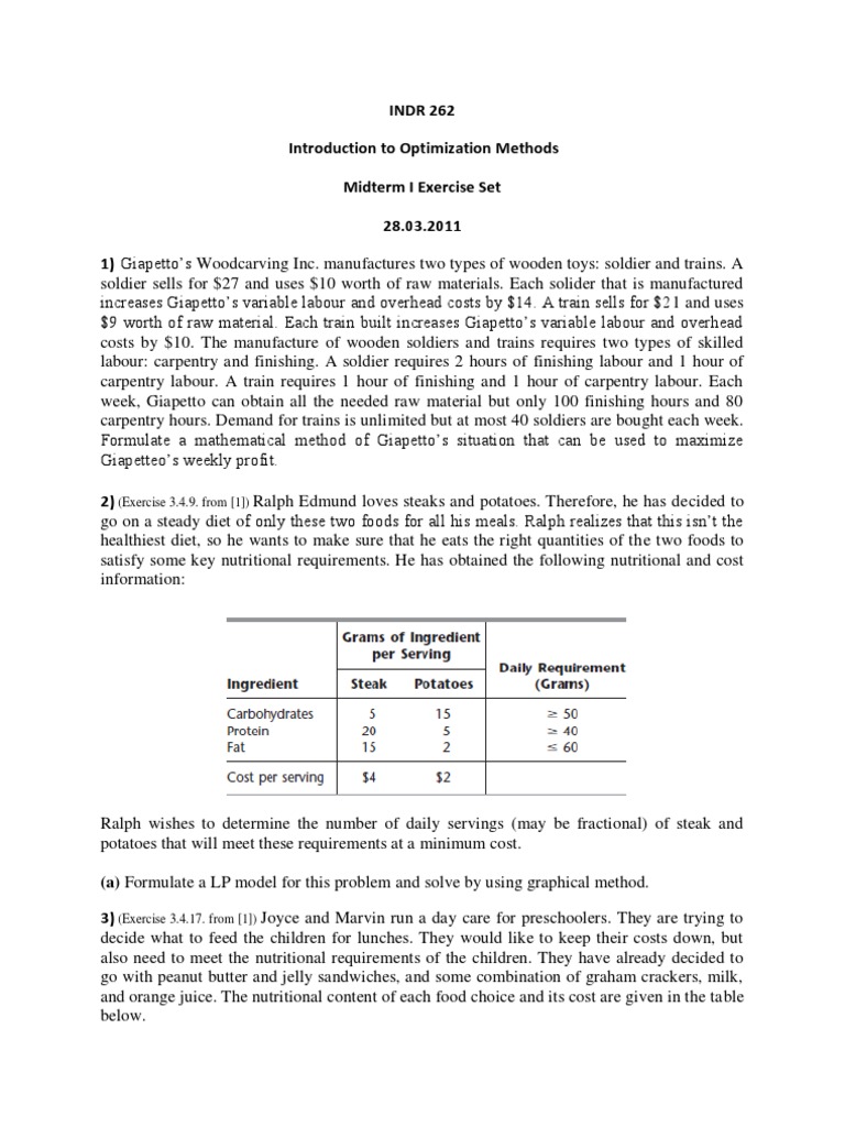 Optimization Methods Midterm Exercises | PDF | Mathematical ...
