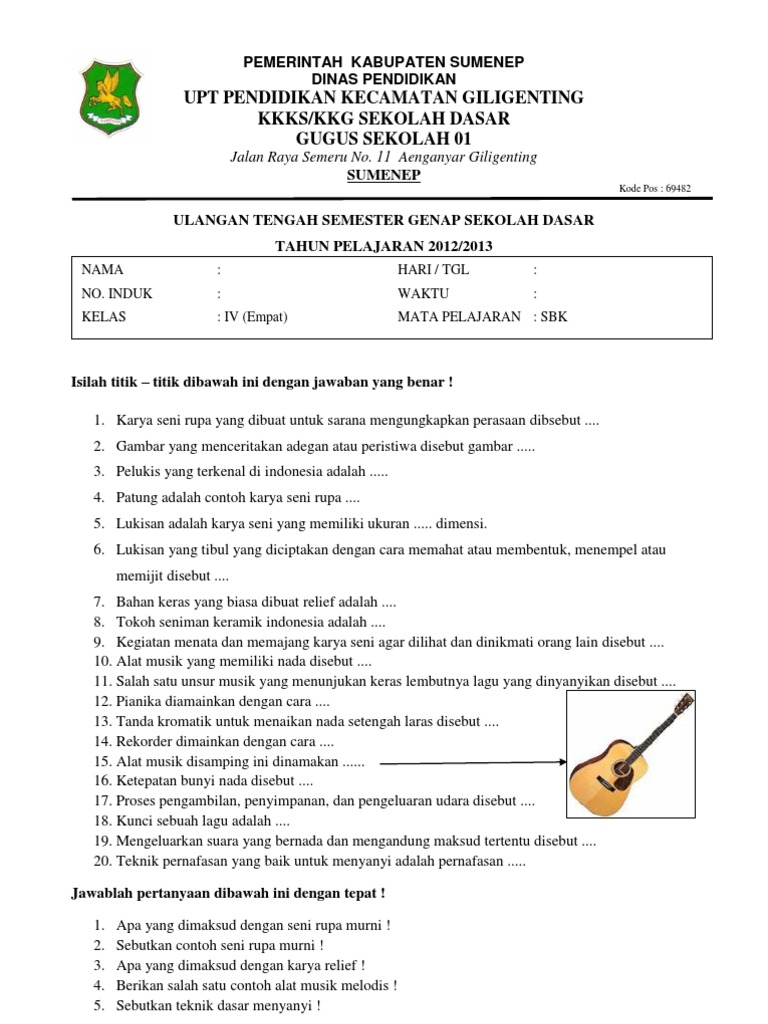 Soal Uts Sbk Kelas IV