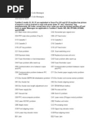 FAULT CODES Toshiba Studio 160 