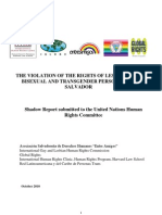 The Violation of the Rights of Lesbian, Gay, Bisexual and Transgender Persons in El Salvador, Shadow Report submitted to the United Nations Human Rights Committee (October 2010)