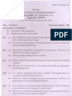 MTech Product Design Development Exam Questions