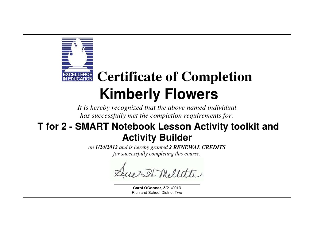 SMART Notebook Course Completion | PDF