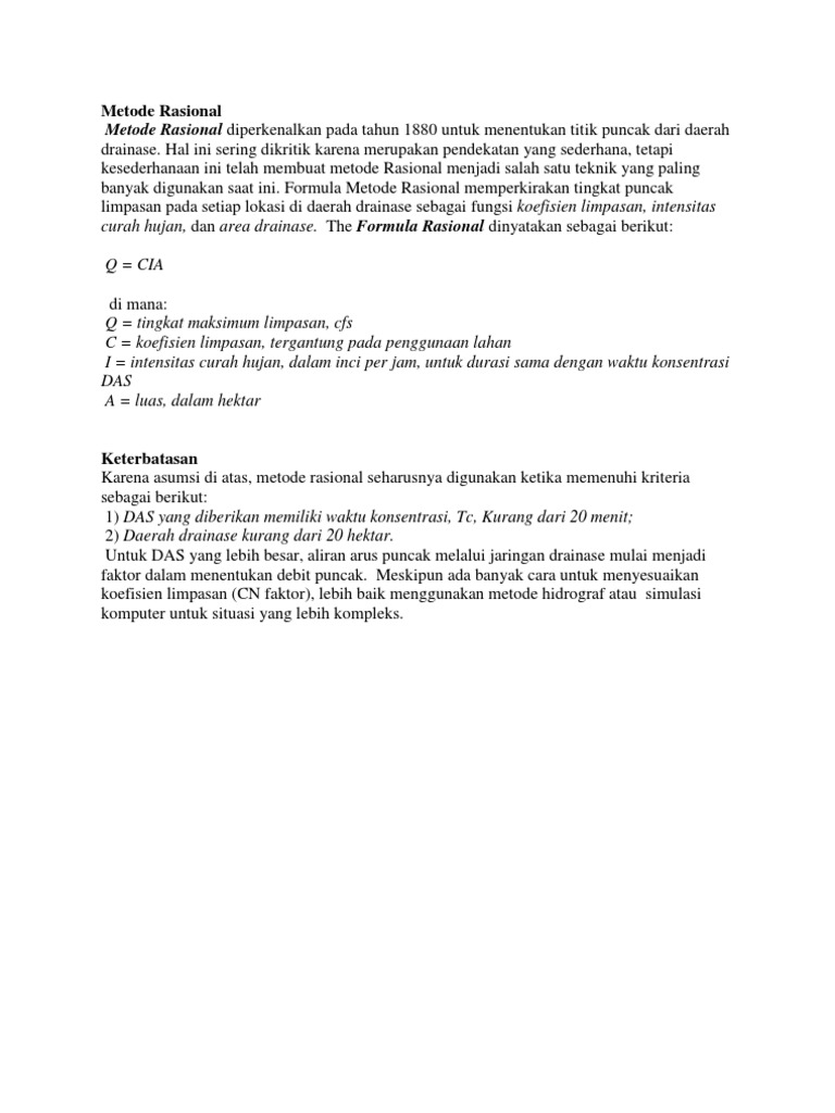 Metode Rasional untuk Debit Banjir | PDF | Sains & Matematika ...