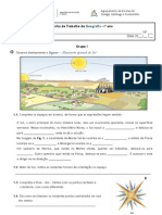 Ficha de Trabalho de Geografia sobre os movimentos aparentes do Sol e coordenadas geográficas