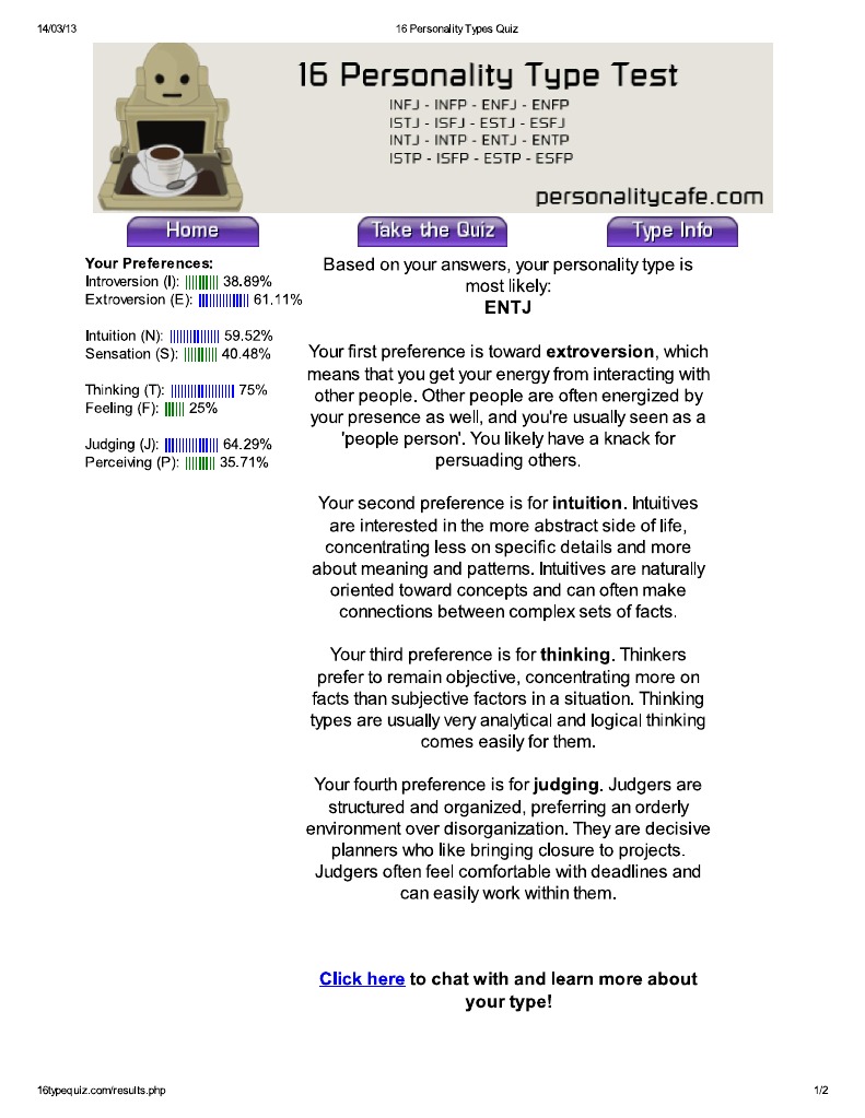 16 Personality Types Quiz | PDF