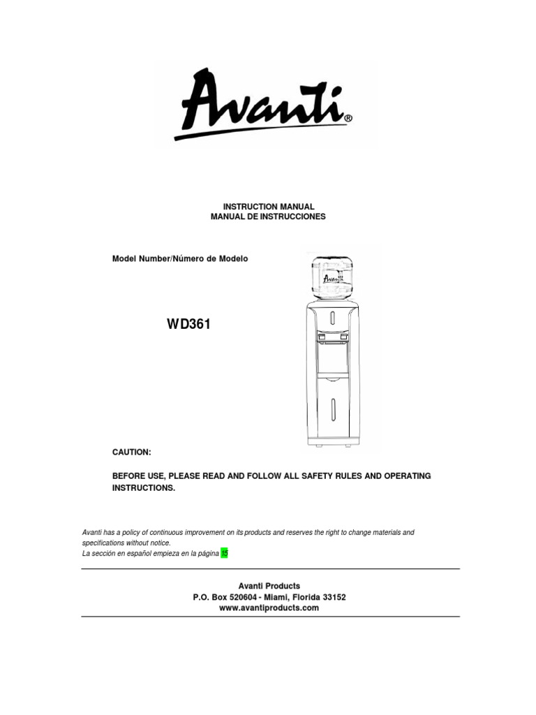 Avanti-Wd361 Water Dispenser | PDF | Water Heating | Ac Power Plugs And ...
