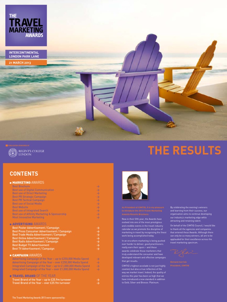 Travel Marketing Awards 2013 PDF Advertising Brand