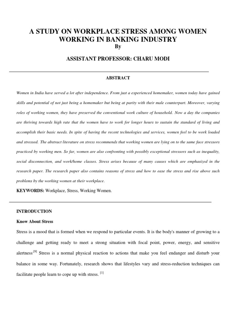 Workplace Stress Among Women | PDF | Occupational Stress | Stress (Biology)