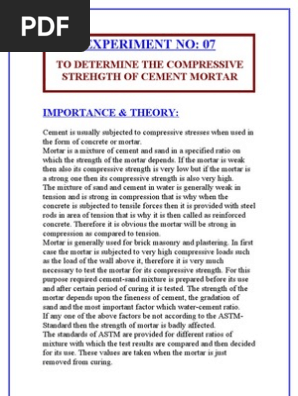 Compressive Strength of Mortar Cube