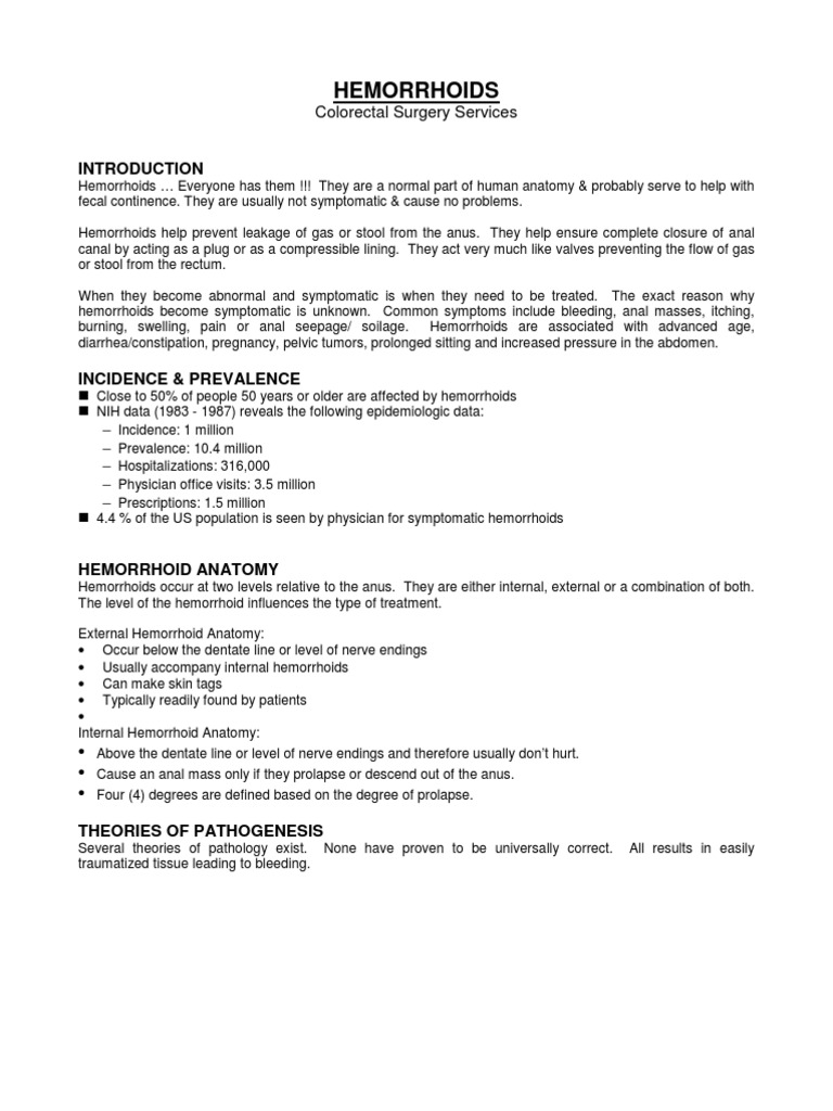 Hemorrhoid Summary Hemorrhoid Gastroenterology