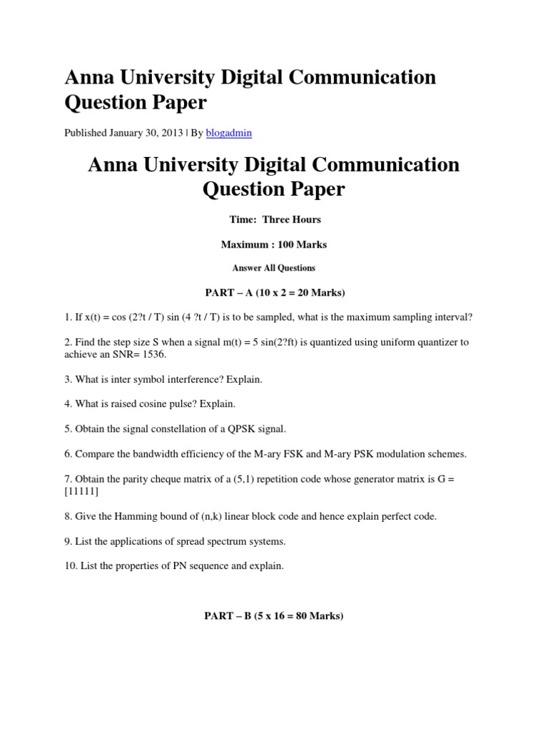 Anna University DC Question Paper 2013 | PDF | Teaching Methods & Materials