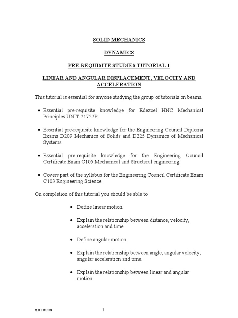 worksheet Angular Velocity Worksheet dynamics tutorial 1 linear and angular displacement velocity acceleration 14p pdf angle