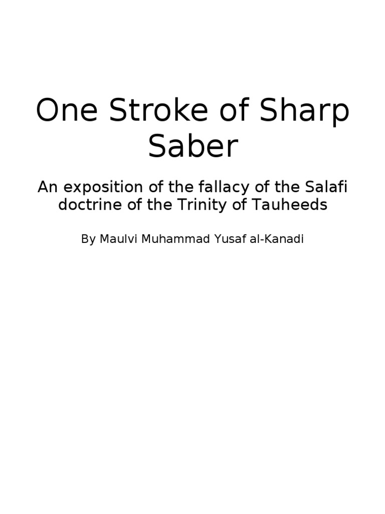 A Note On The Falsity of The Salafi Doctrine of The Trinity of Tauheed ...