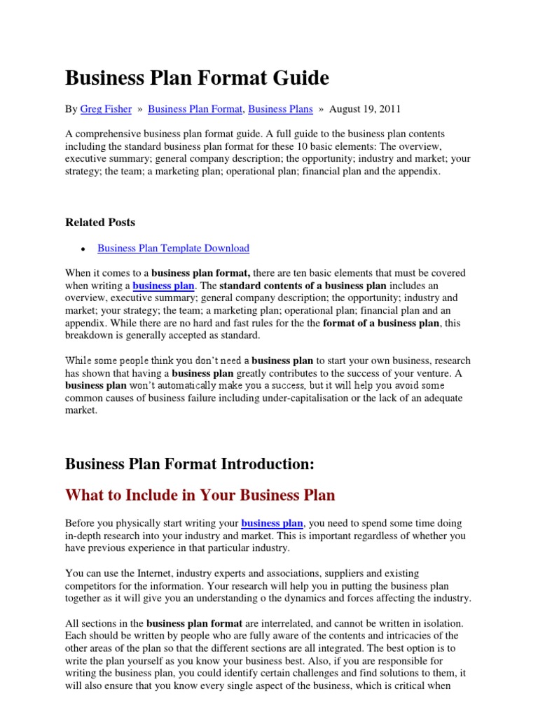 Business Plan Format Guide Vrushali Strategic Management Income Statement