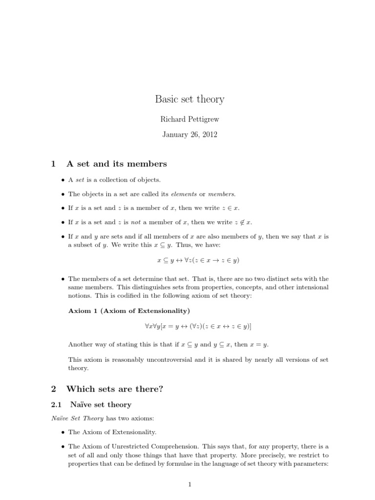 Basic Set Theory | PDF